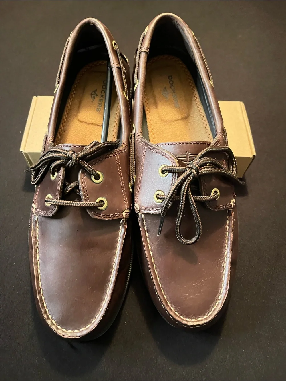 Dockers Men’s Brown Leather Lace-Up Boat Shoes. 10.5 M BRAND NEW